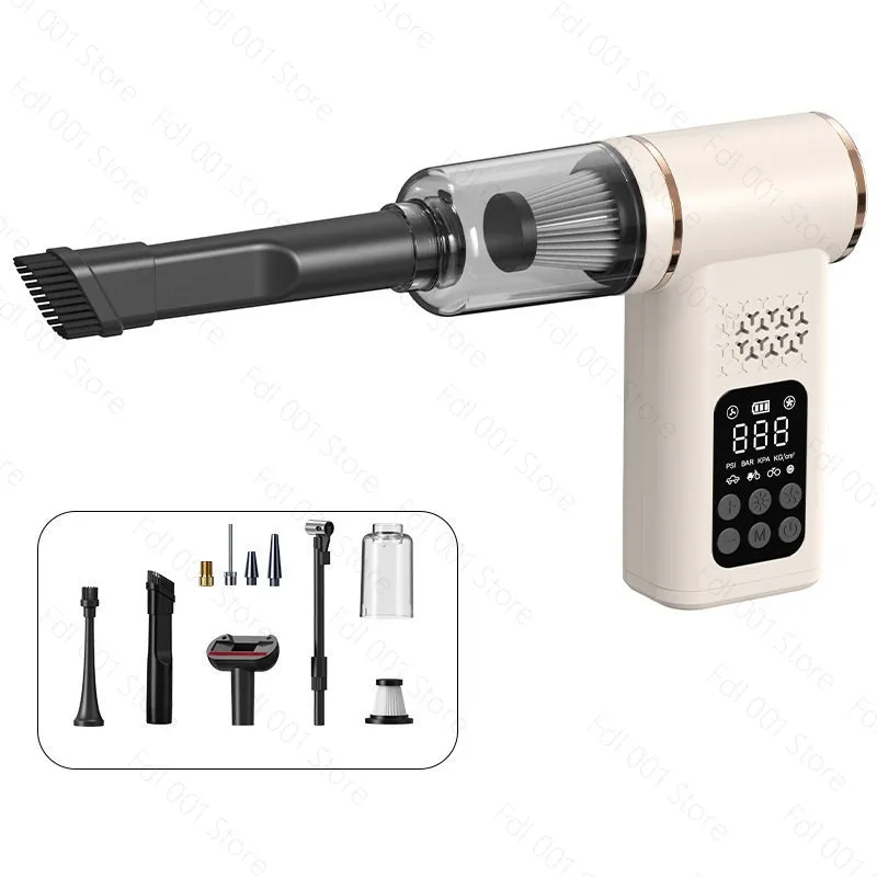 2 in 1 Cordless Car Vacuum Cleaner and Air Compressor, Portable Auto Tire Inflator Pump with Digital Display for Car Home Travel