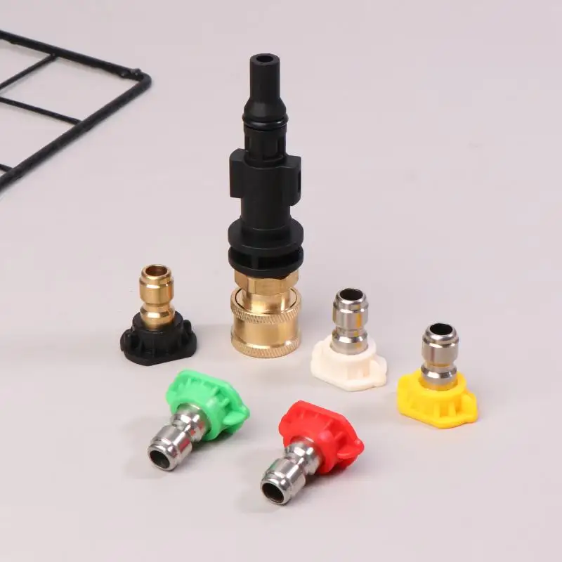 6 Buah Adaptor Koneksi Cepat Mesin Cuci Tekanan Tinggi Benang 1/4 "dengan Nosel Cocok untuk LAVOR/Sterwins/Kit Plastik Tahan Lama Parkside