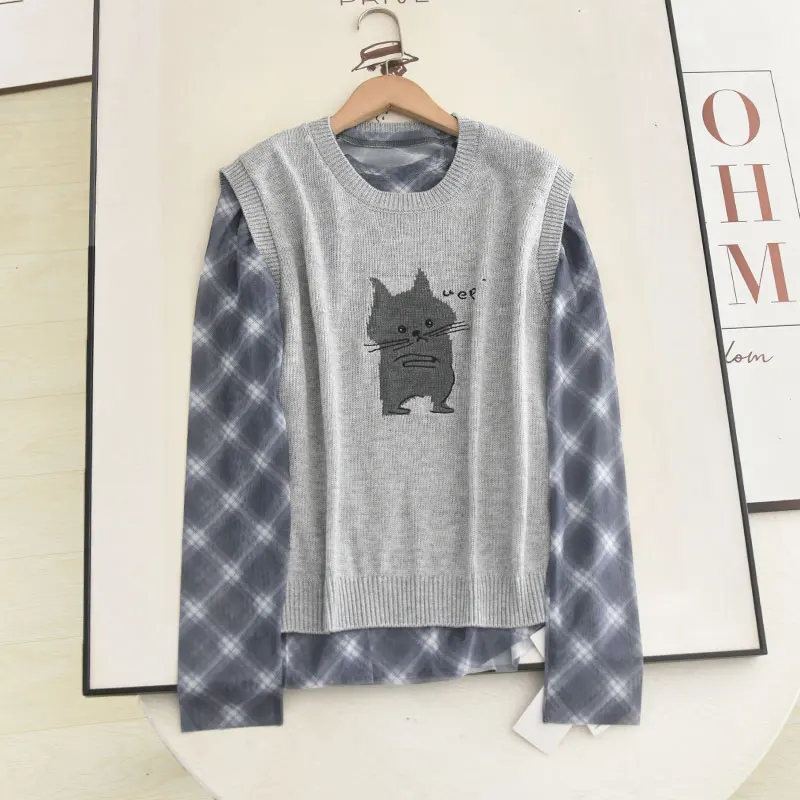 Conjunto de chaleco de punto Ele y camiseta larga Sve, diseño de otoño, textura Sensation, tejido, diseño Me, tela, Fai...
