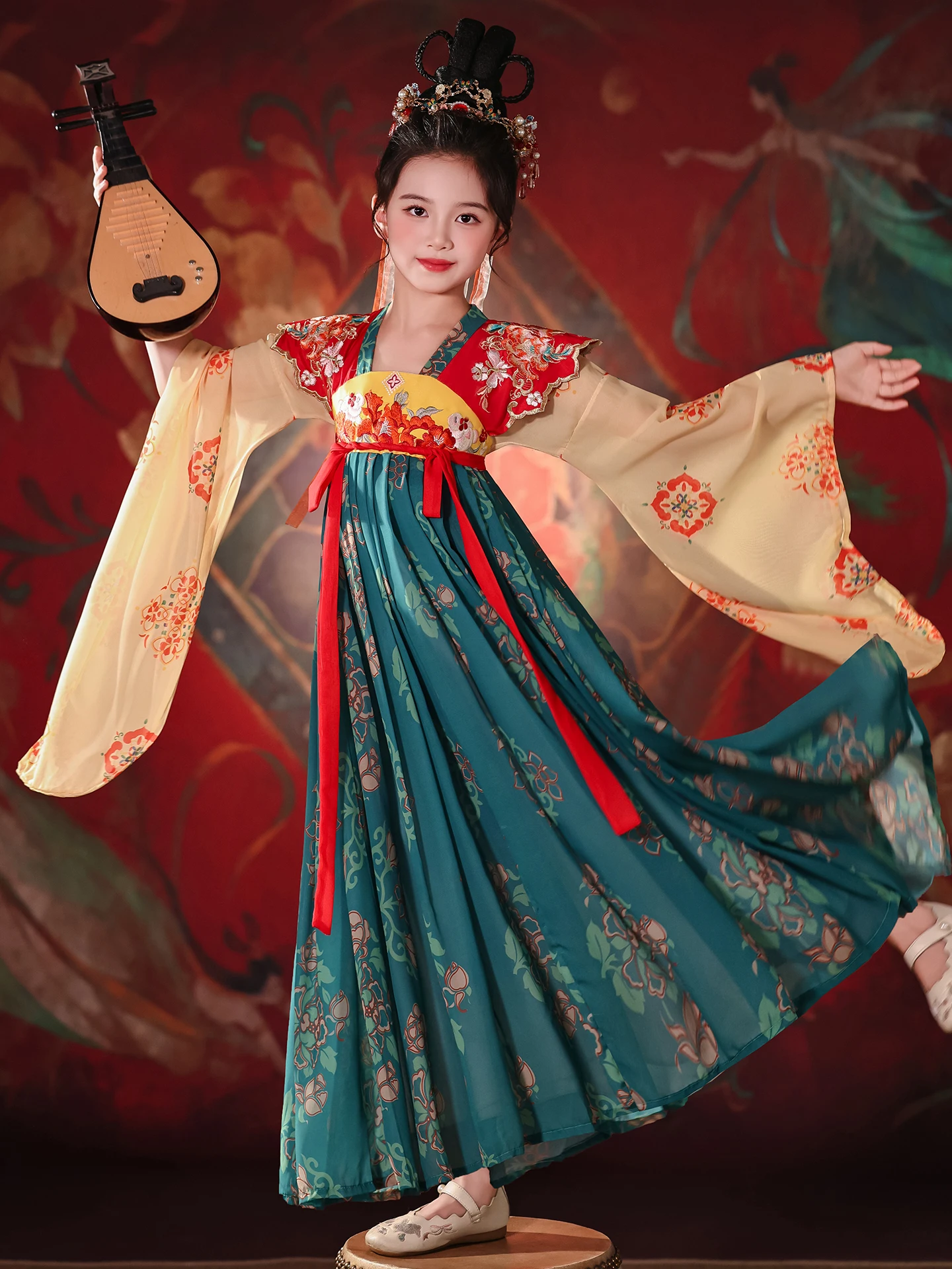 

Desert Princ Girl's Hanfu Dance Performance Skirt Tang Suit Ethnic Sle Children's Costume Polyester Material Online Excl...