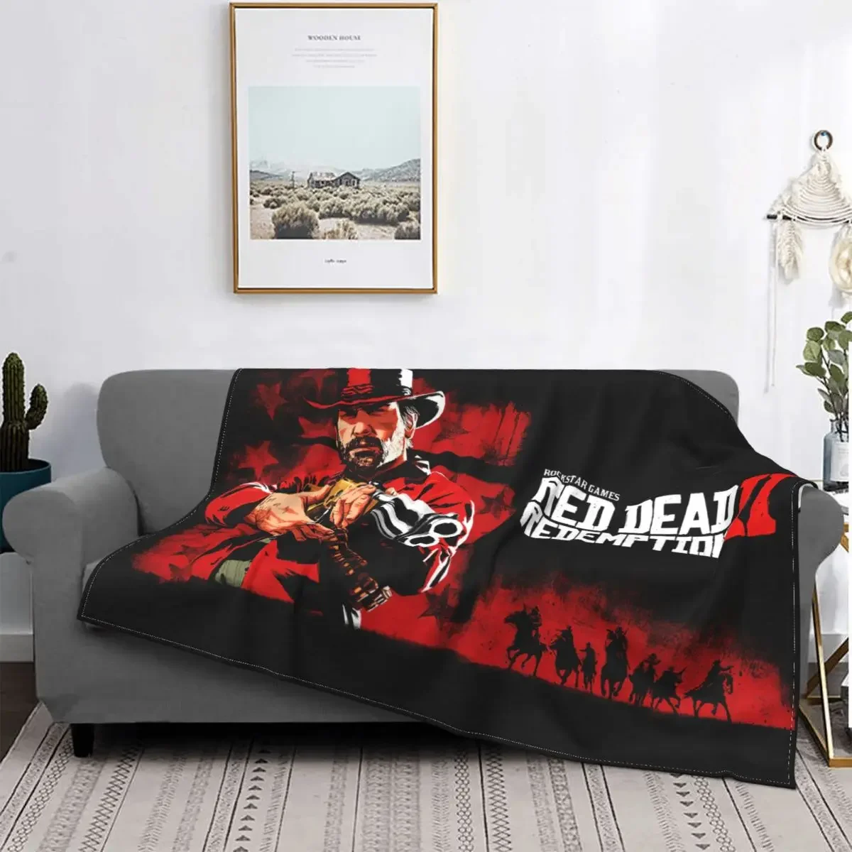 Red Dead Redemption 2 RDR2 Fleece Throw Blanket US West cowboy Blanket for Sofa Bedroom Ultra-Soft Bed Rug