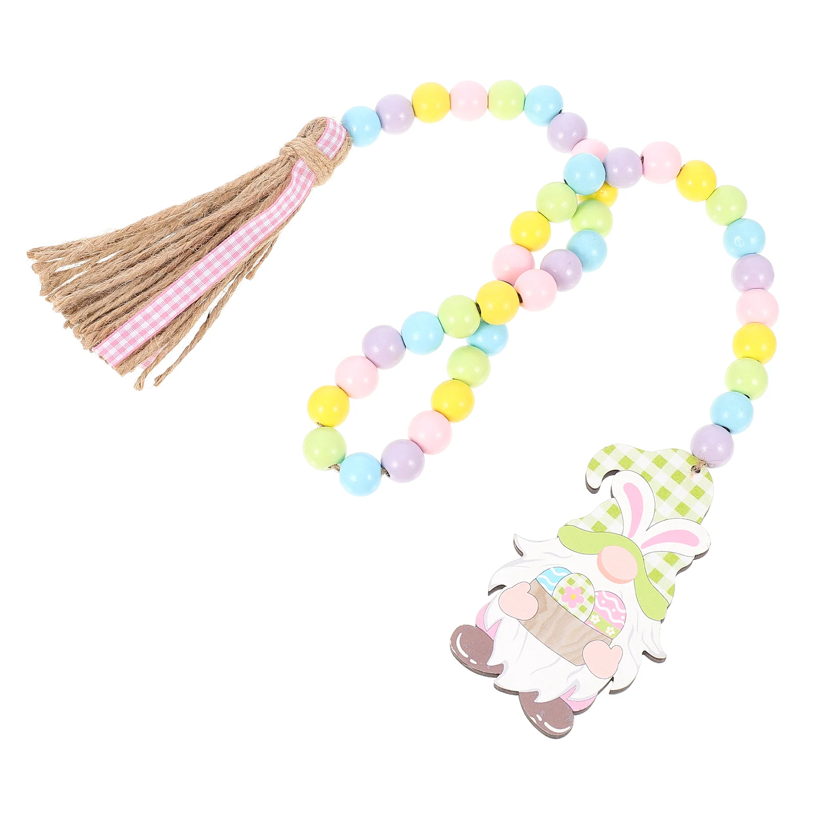 

Basket Rabbit Wooden Bead String Decoration Merry Cloth Welcome Hanging Beads Pendant