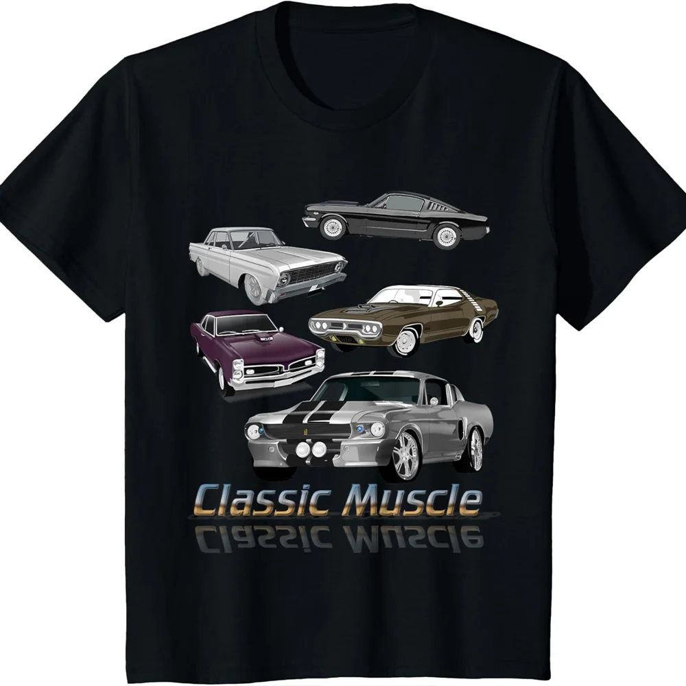 

Classic Muscle Car Graphic T-Shirt for Men Vintage Cotton Breathable Casual Streetwear