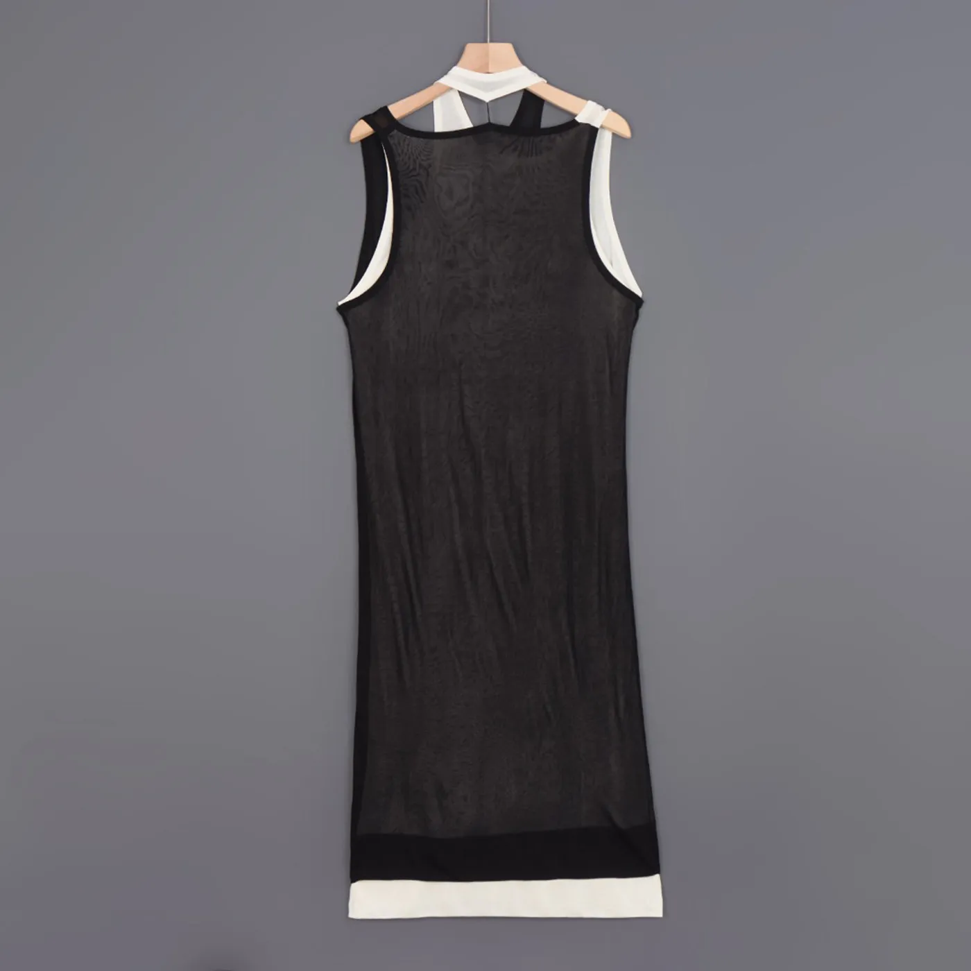 Standard Fit Layered Knit Midi Dress round Neck Casual Style Women's Dress Three-acetate Fiber No Brand Label Price 0 Yuan