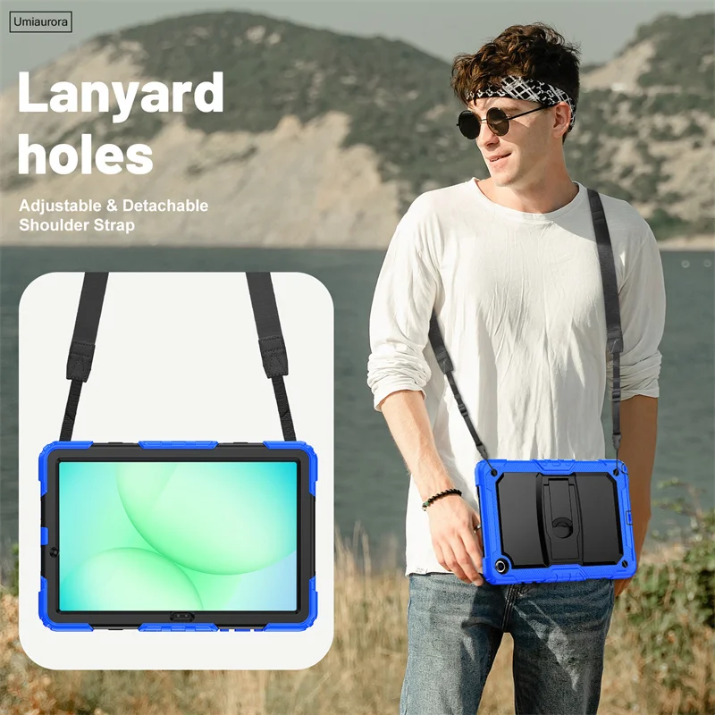 For Samsung Tab A8 A9+ A11+ Plus 11 inch SM-X230 X210 X200 8.7" X110 X130 Shockproof PC Tablet Case Kickstand Strap Rugged Funda