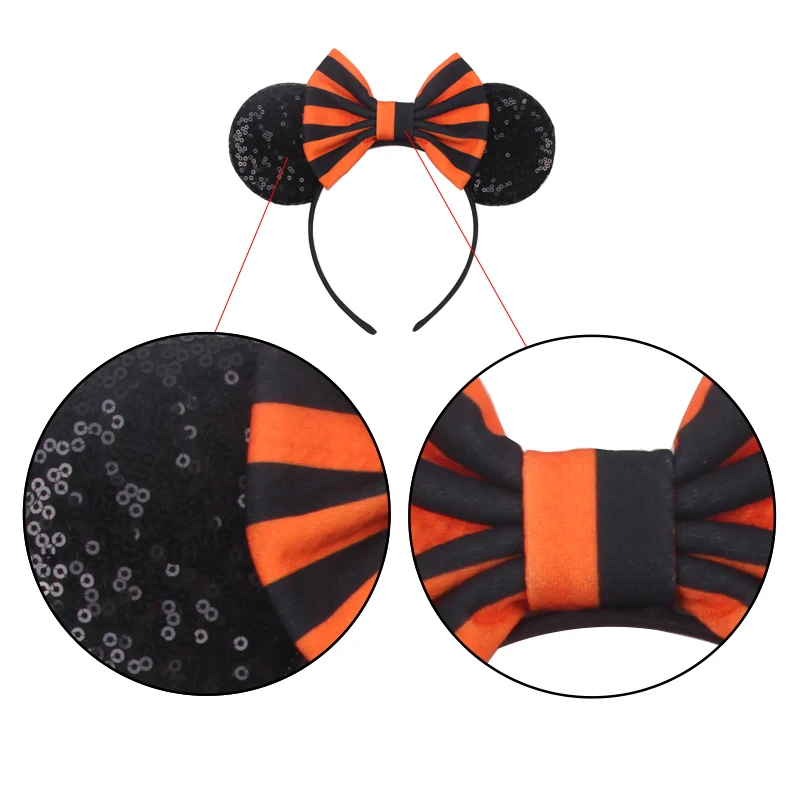 الكرتون هالوين شبح ميكي ماوس آذان عقال تأثيري ميكي ماوس هيرباند اليقطين الديكور الاطفال حزب إكسسوارات الشعر