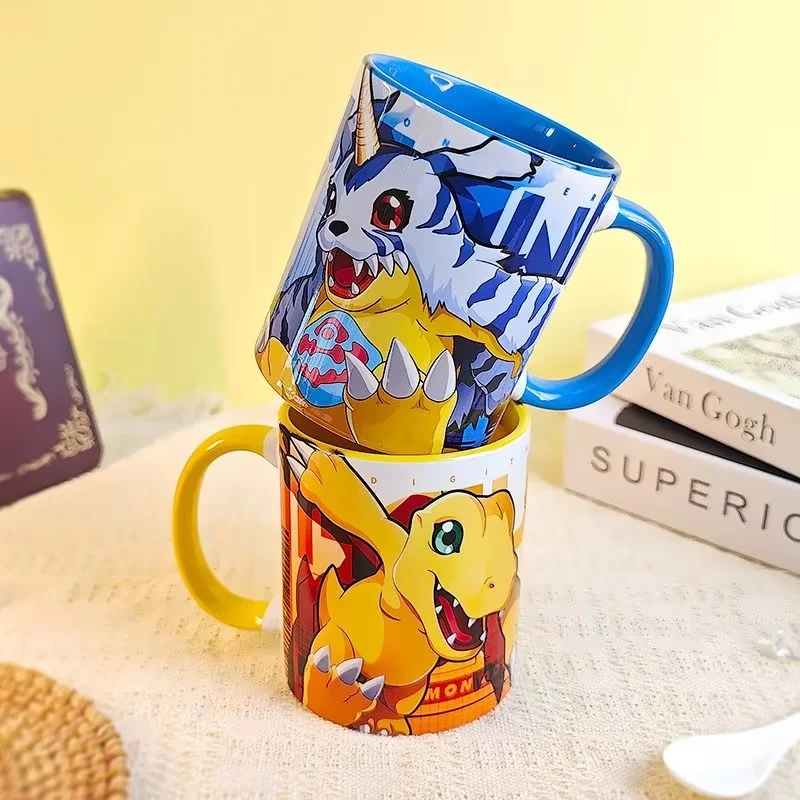 Hot Anime Digimon Adventure Figure Cup Cartoon Ceramic Water Cup Agumon Gabumon Cute Mug Digital Monster Coffe Cup Birthday Gift