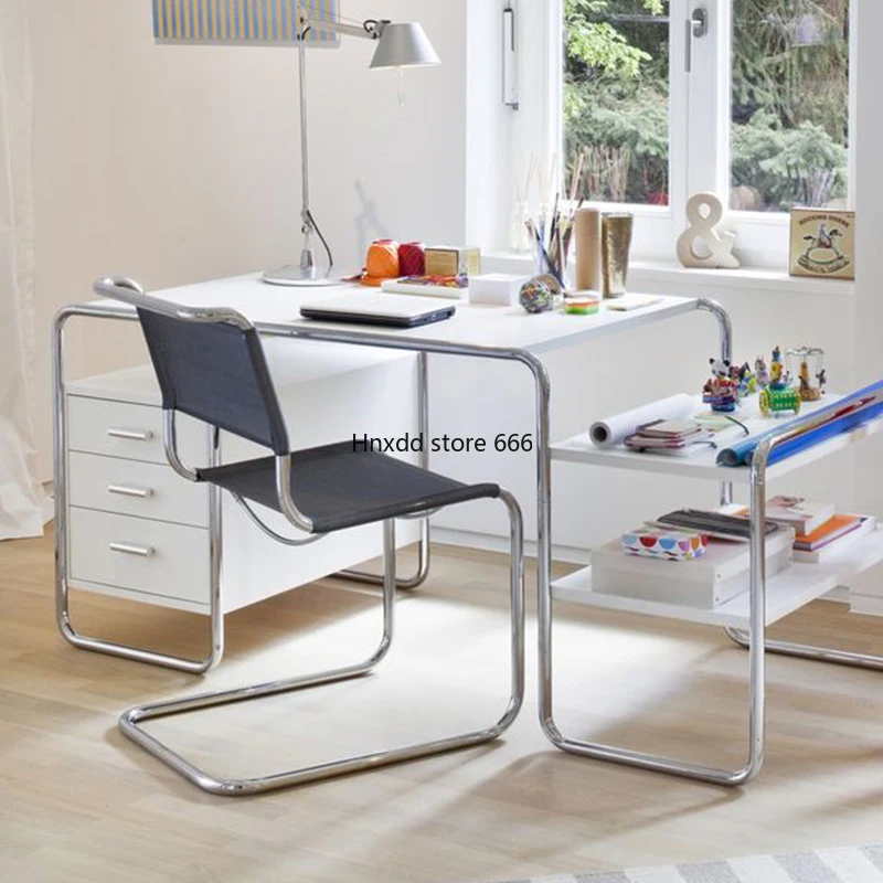 with Drawer Single Writing Simple Stylish Stainless Steel Computer Desk