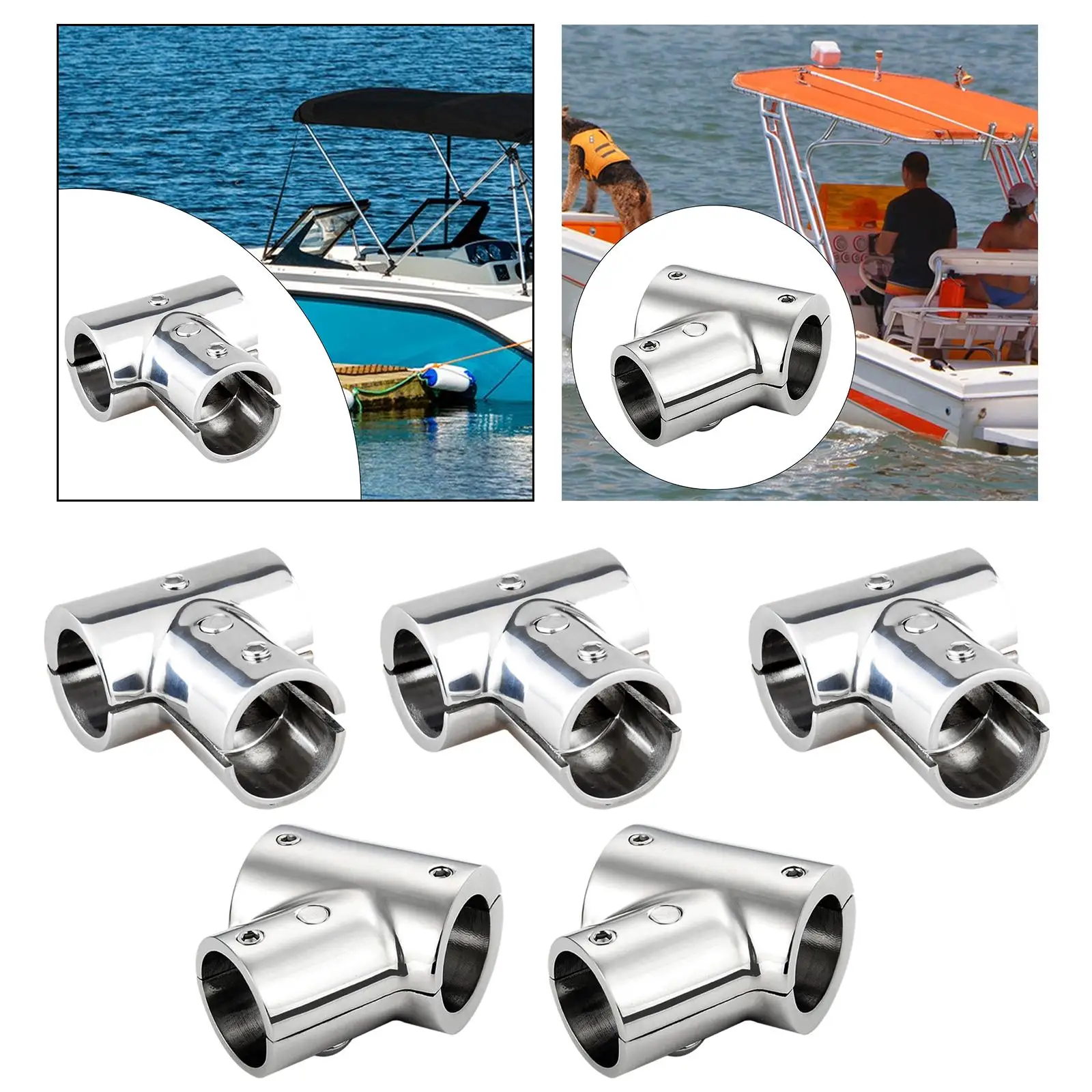 Boat Hardware, Boat Railing Pipe 3 Way, Universal Polished Surface, Boat Handrail Fitting Boat Tee Connector for Marine, Boat