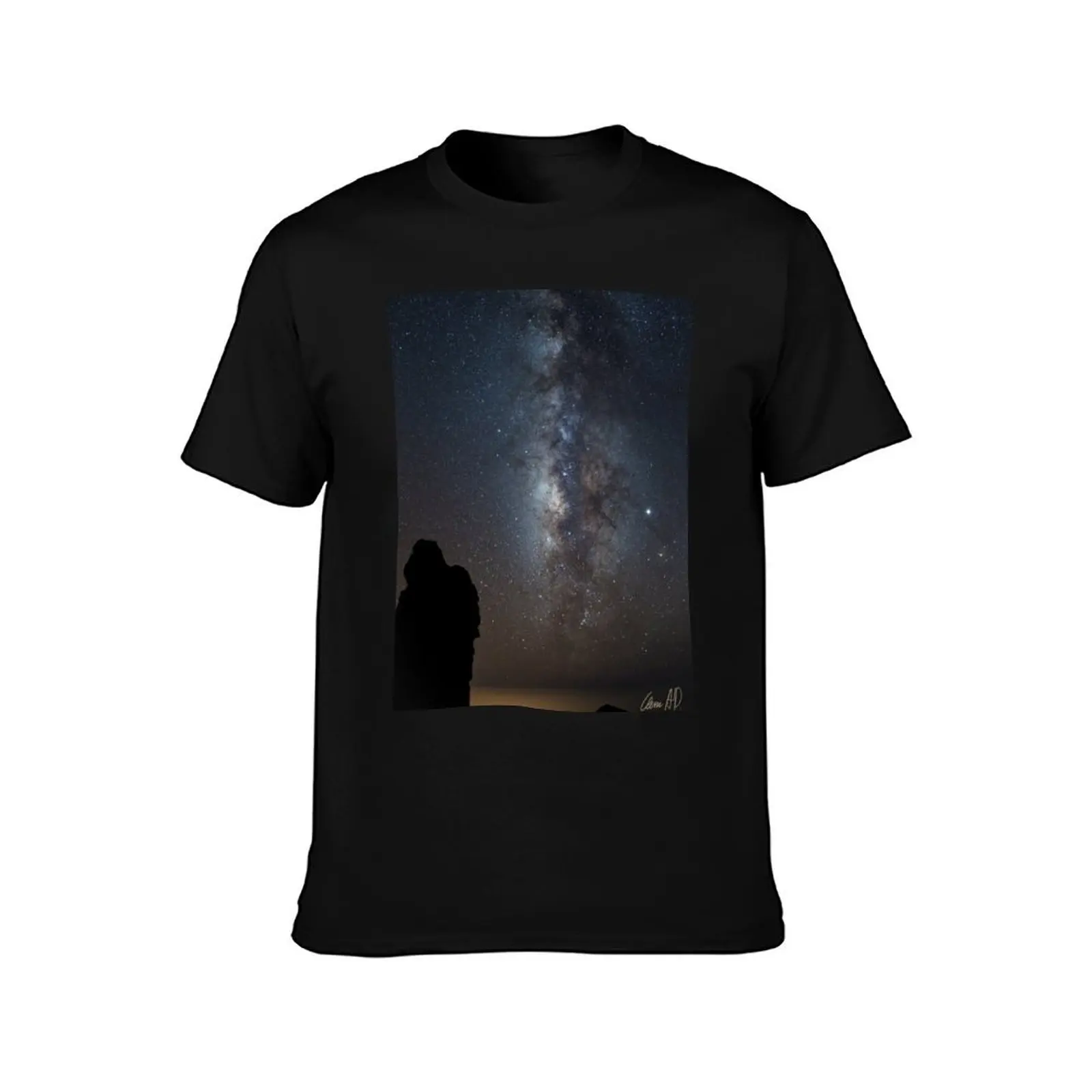 Milky Way Jupiter & Roque de los Muchachos T-Shirt Summer Casual Cotton Tee Oversized Streetwear Tops Vintage Graphic Print