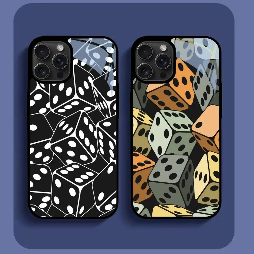 

Dice Pattern Phone Case For IPhone16 15 14 13 12 11 Pro Xs Max Mini XR X 7 8 Plus Luxury Mirror Hard Funda