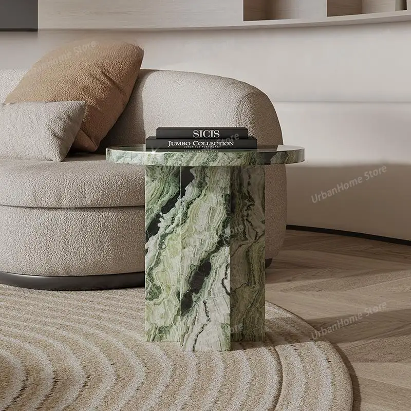 Luxury Natural Marble Side Table, Minimalist Sofa End Table with Premium Feel, Creative Living Room Accent Table, Customizable