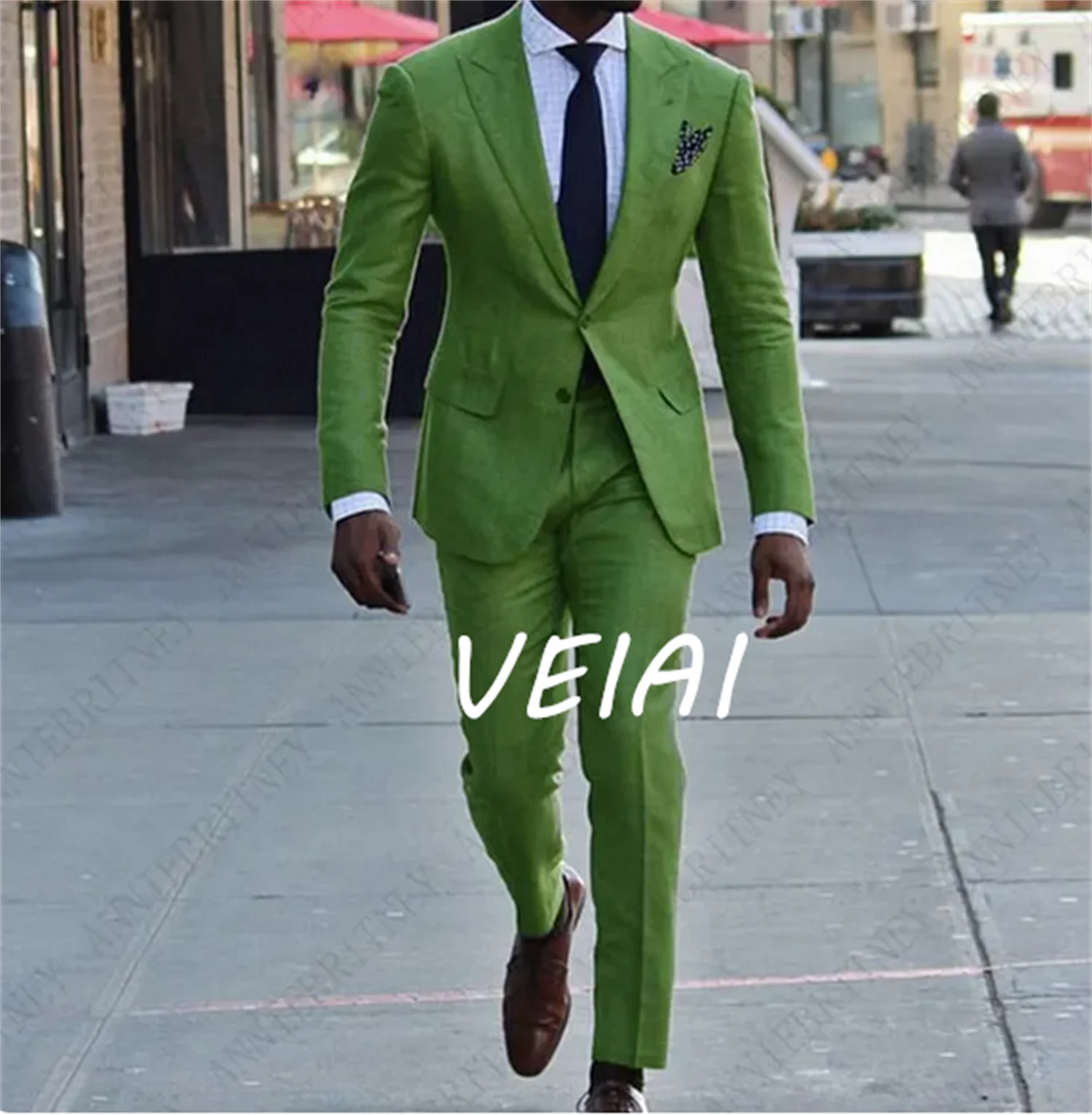 

Summer Green Linen Suit Men Set Casual Slim Fit Tuxedo Custom Made Groom Wedding Suits Blazer Terno Masculino