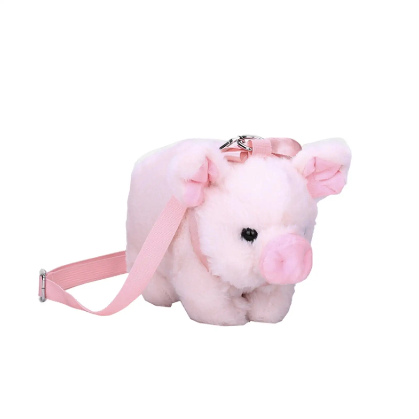 Pink Piggy Crossbody Bag Adjustable Shoulder Strap Travel Purse Wallet Soft Stuffed Piggy Shoulder Bag Girl Plush Bag