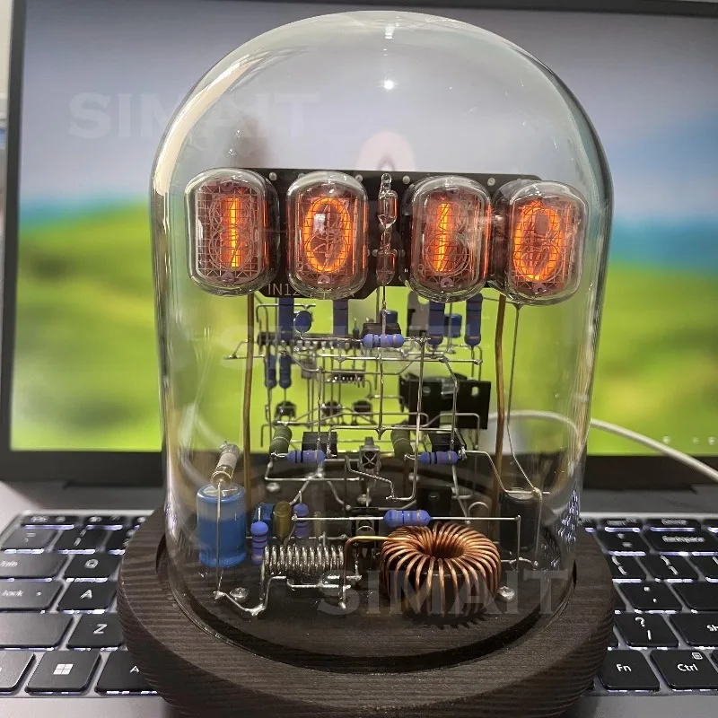 2026 New IN-12 Nixie Tube Clock DIY Kit, Handmade Point-to-Point Wiring with Wooden Case for Retro Desk Decoration