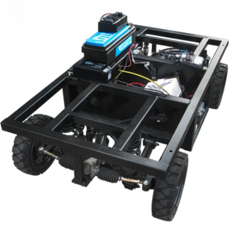 

Wireless remote control four-wheeled agricultural transporter driving with high precision