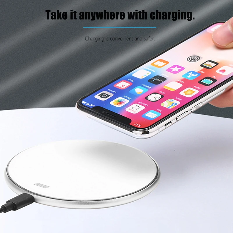 15W Wireless Charger Pad Metal Glass Mirror For Samsung S20 S21 Ultra Note 10 Plus S9 S8 Huawei Mobile Phone Wireless Charger