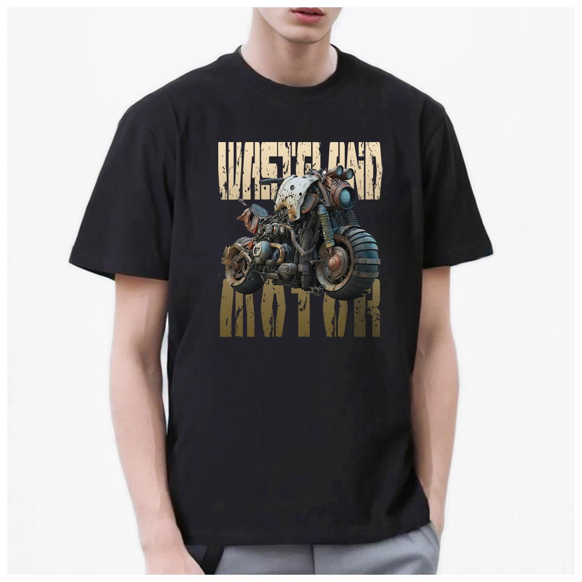 Wasteland Chopper Motorcycle Doom Post-apocalyptic men's t shirt Women Fashion 100% Cotton summer casual Breathable Couple Tops