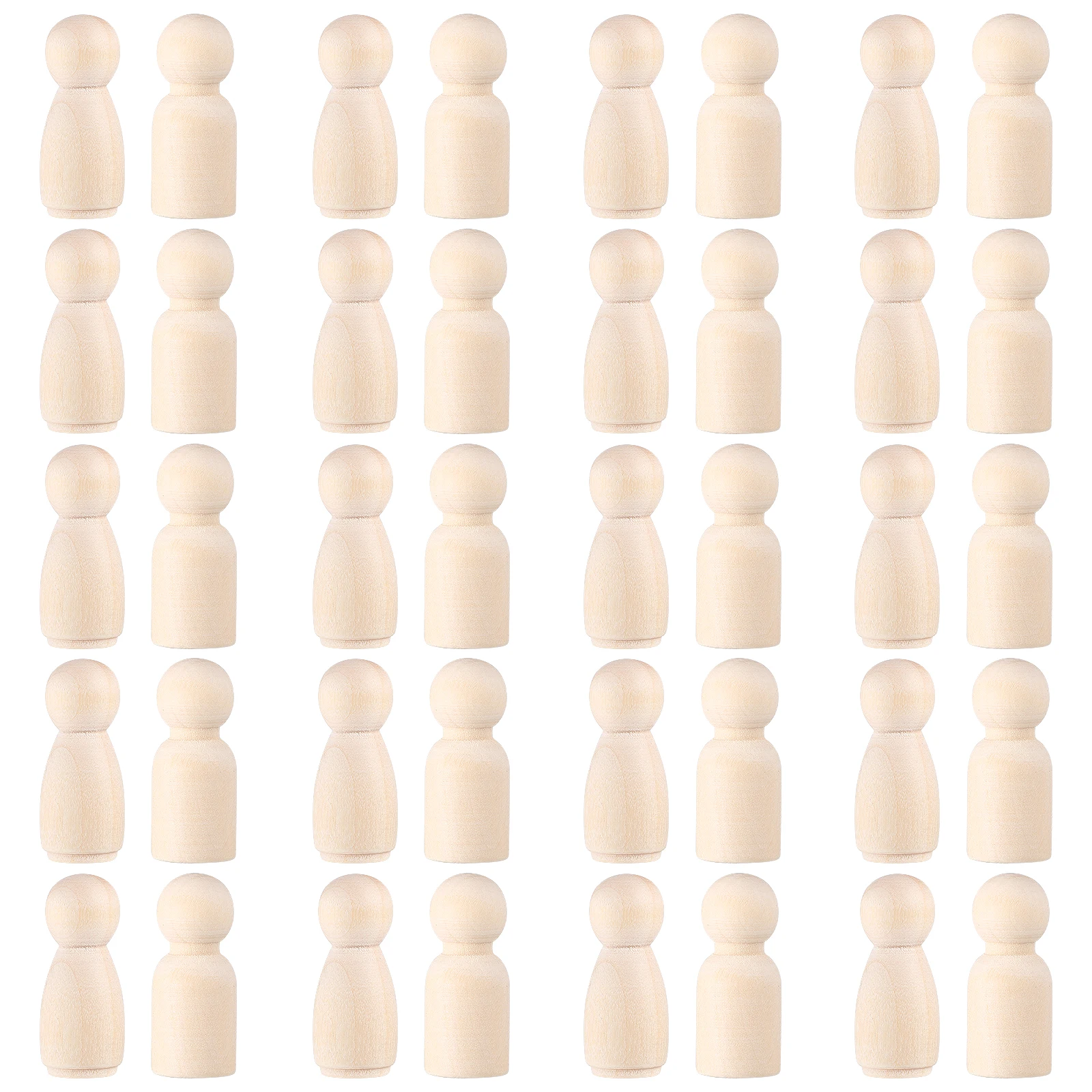 

40 Pcs Wooden Unfinished Puppet DIY Painting Crafts Smooth Surface Peg Unpainted Adornment Quality Wood Material