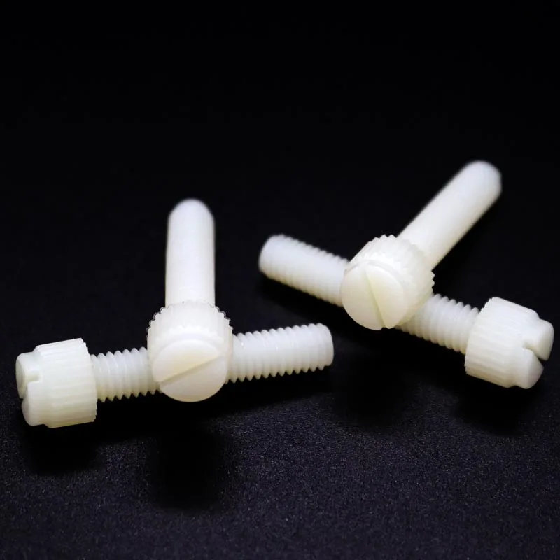 10pcs M3 M4 M5 M6 M8 White Nylon Plastic Insulated Knurl Slotted Head Adjust Toolless Thumbscrew Hand Tighten Thumb Bolt Screw