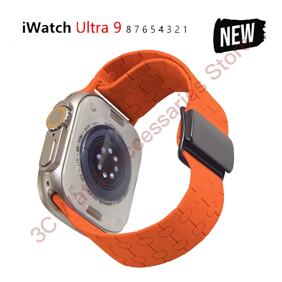 Silicone Magnetic Strap for Apple Watch Ultra 45mm 49mm 44mm 40mm 42mm Bracelet for Watch 3 Band For iWatch 9 8 7 SE 6 5 4 3 2 1