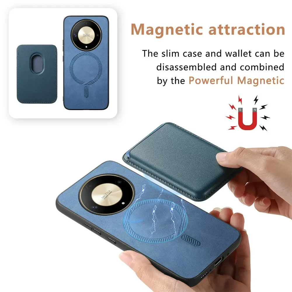 Honor Magic 6 Lite 7 Pro Magsafe Leather Case Magnet Detachable 2IN1 Card Funda Honor Magic 6 Pro Case Magic6 Lite Magic7 Cover