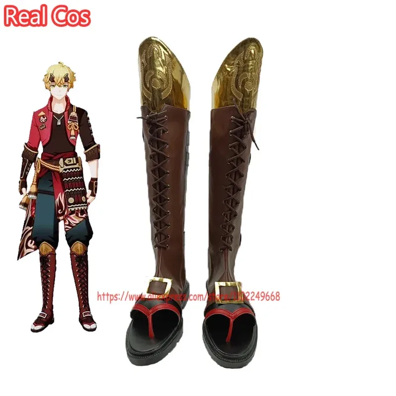 

RealCos аниме игра Genshin Impact Thoma Goro обувь для косплея модные ботинки для косплея на заказ 34-45 размер унисекс ботинки для косплея обувь