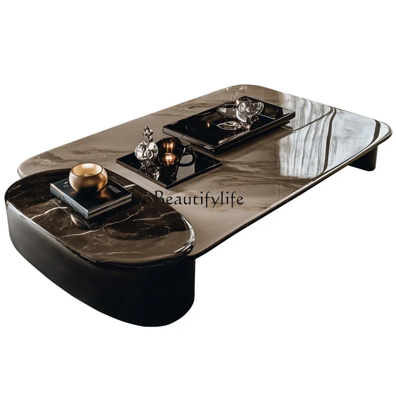 

ls 27Light luxury microcrystalline stone coffee table, minimalist living room, new high tea table for home use