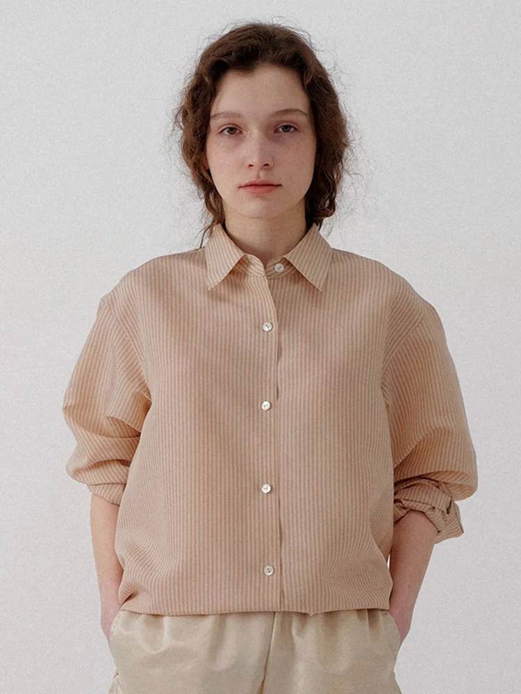 

Новая летняя женская повседневная тонкая солнцезащитная рубашка в полоску в корейском стиле, свободного кроя, с длинными рукавами, стандартной длины, на пуговицах