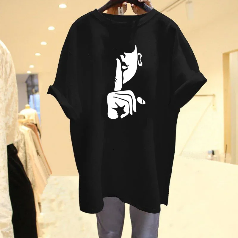 

Summer Casual Loose Basic T-shirt, Vintage O-neck Short Sleeve Top Tee, Women Clothing 100% Cotton Cartoon Printed Pullovers