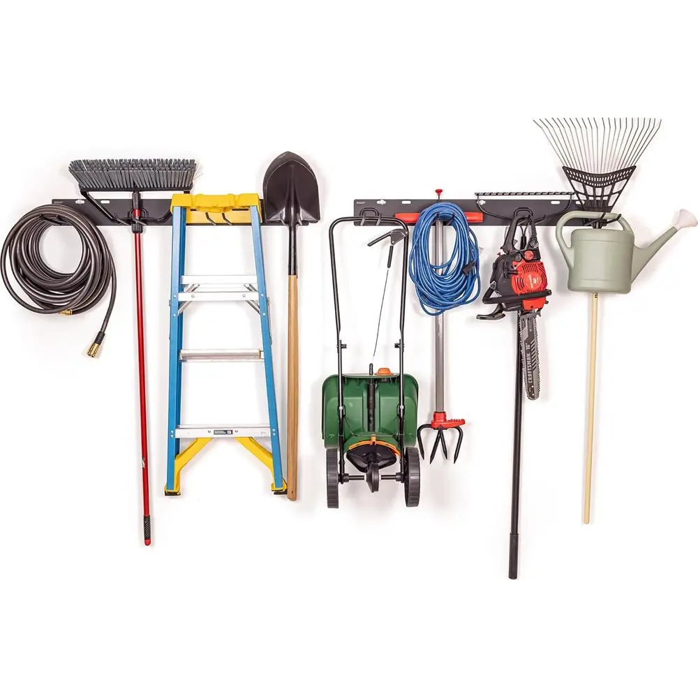 

Double-Set Heavy-Duty Steel Garden and Garage Tool Rack, 1300 lbs Capacity