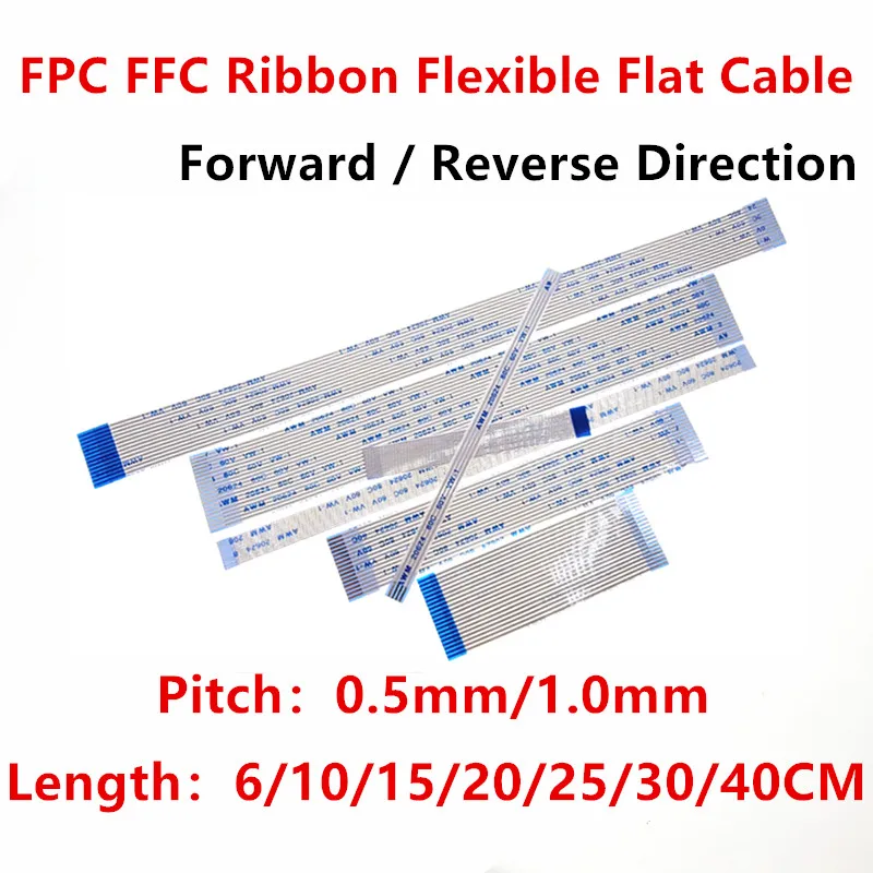 FPC FFC Ribbon Flexible Flat Cable 22P/24P/26P/28P/30P/32/34/36/40Pin Pitch 0.5MM 1.0MM A-Type Wire Length 6/10/15/20/25/30/40CM