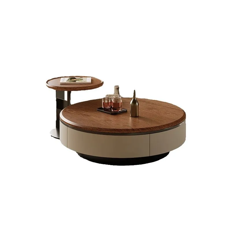 Mueble de TV con mesa de centro redonda de nogal medieval