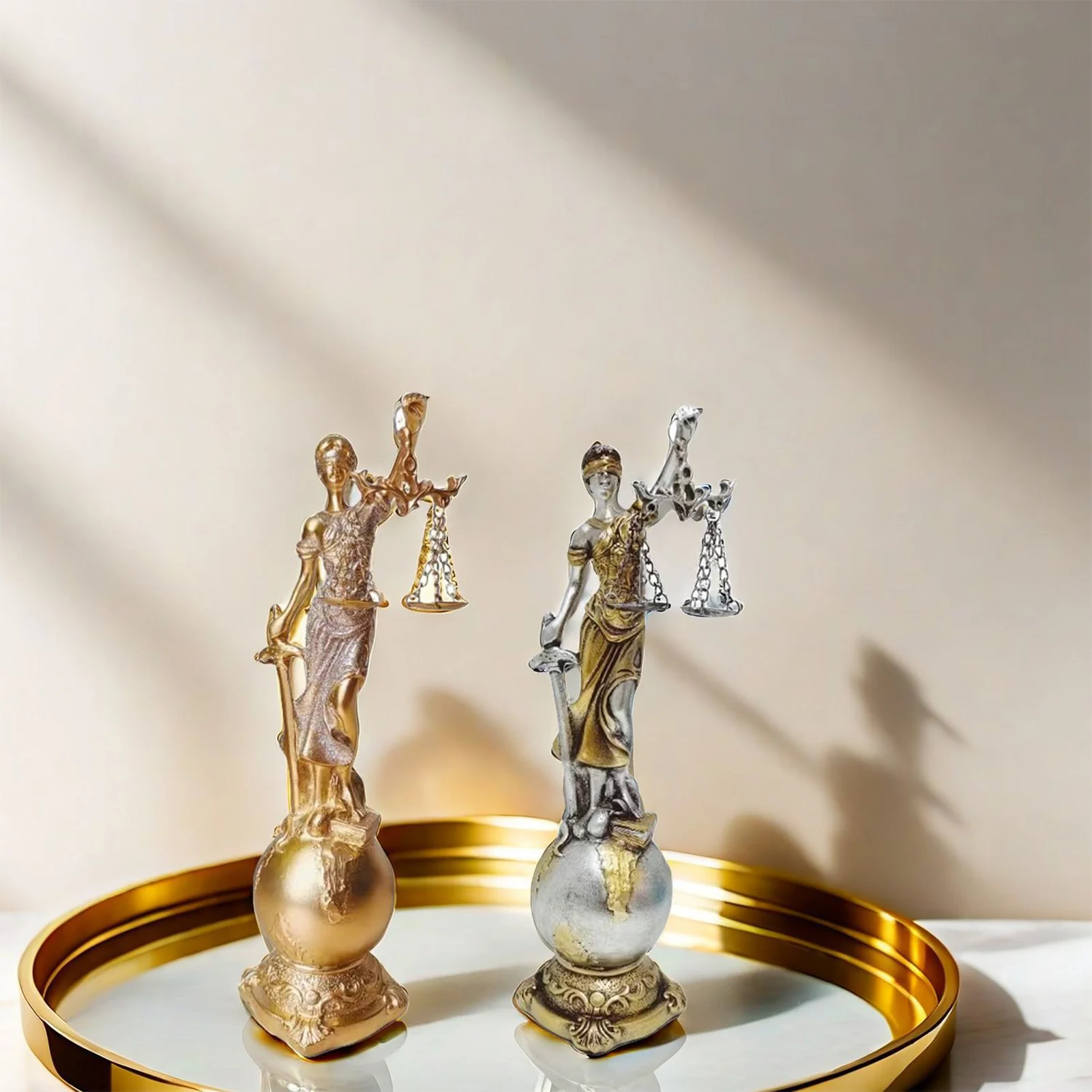 Lady of Justice Statue Greek Roman Angel Justice Blind Statues for Decor Office Bookshelf Desk