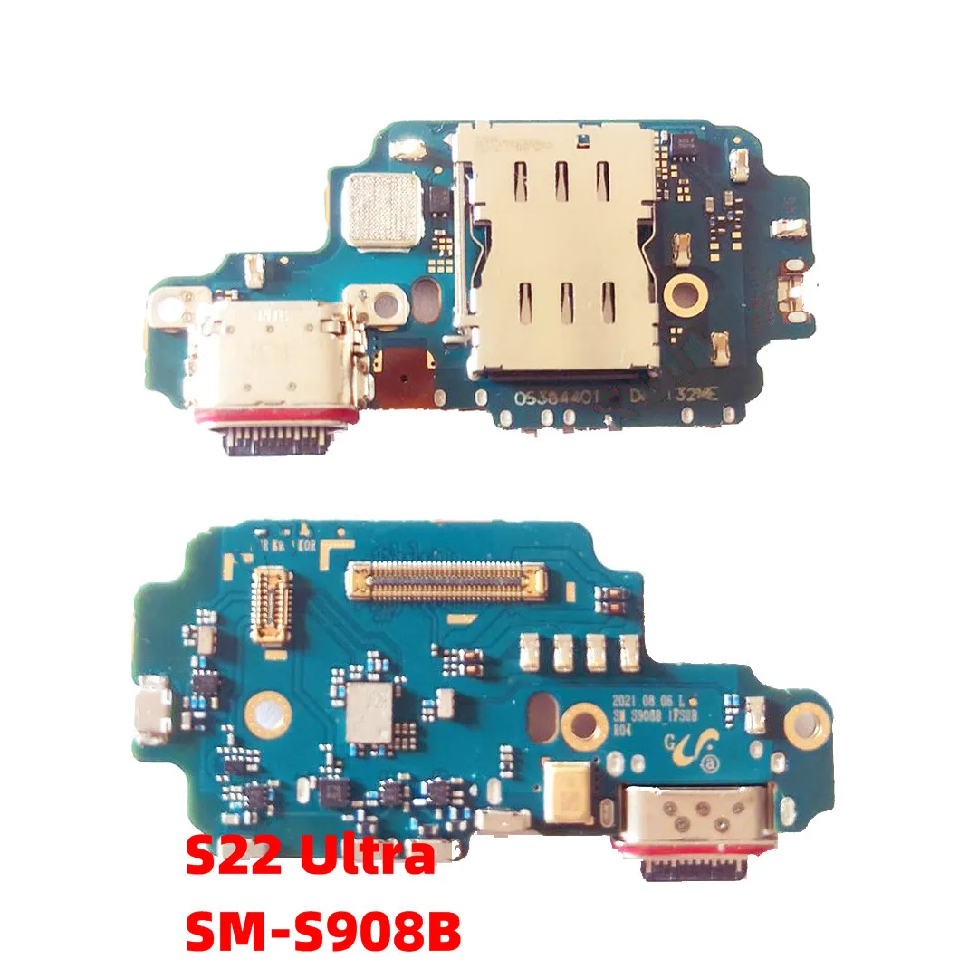 With IC For Samsung Galaxy S22 , S22 Plus, S22 Ultra USB Charging Port Board Charger Dock Connector Flex Cable Parts