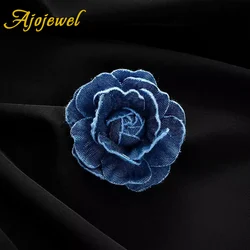 Ajojewel Navy Blue Denim Flower Hair Clips For Brooches Cloth Fabric Jewelry Vintage Gift