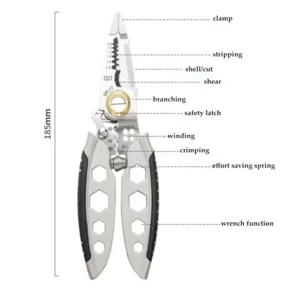 7-inch Wire Stripper Pliers Tool Multipurpose Electrician Pliers For Wire Stripping Cable Cutters Hand Repair Tool