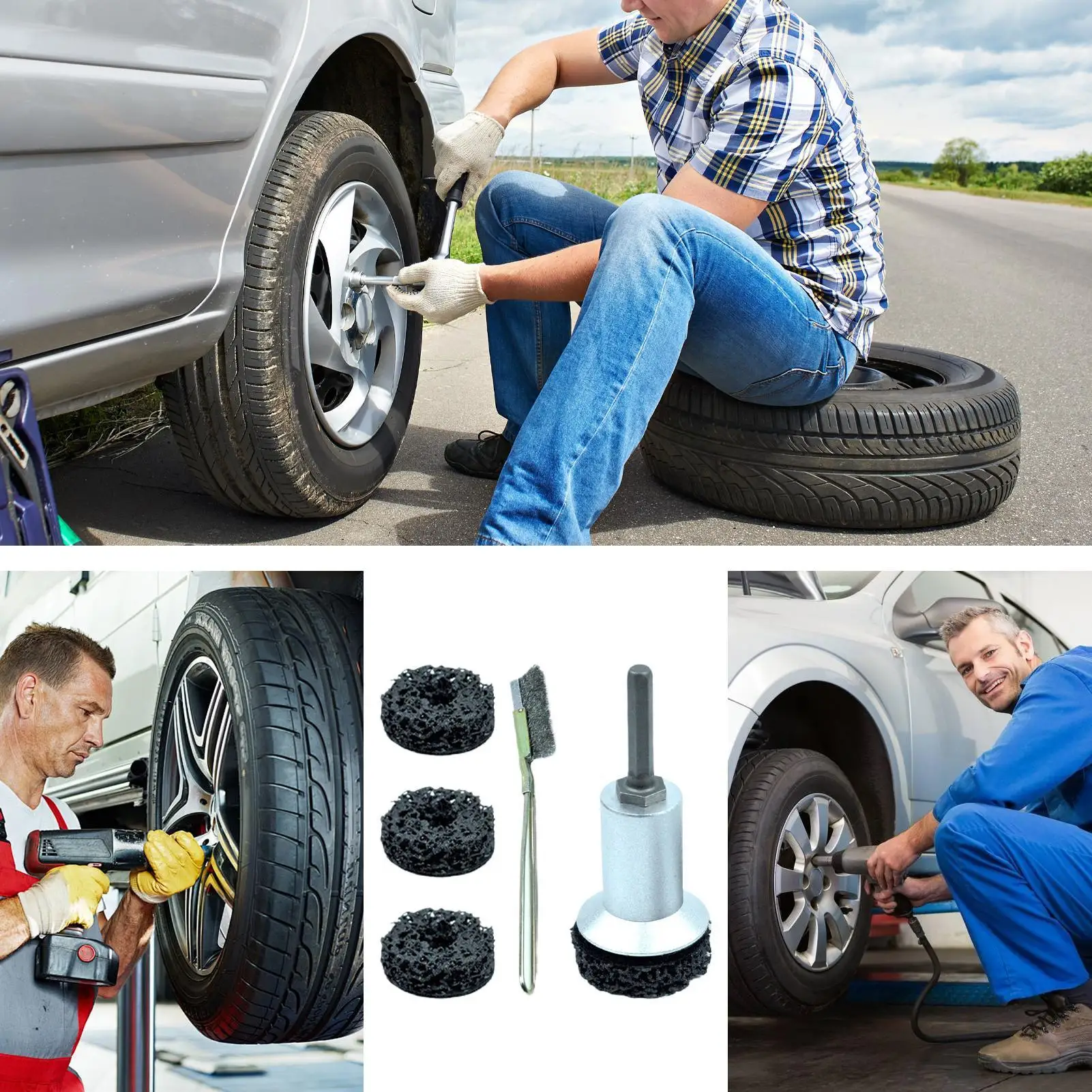 

Автоматическая щетка для ступицы колеса, шлифовальная машина для ступицы колеса автомобиля, шлифовальный инструмент для удаления ржавчины, быстрое удаление пыли, масла, грязи, подходит для шпилек с наконечниками для электрической дрели