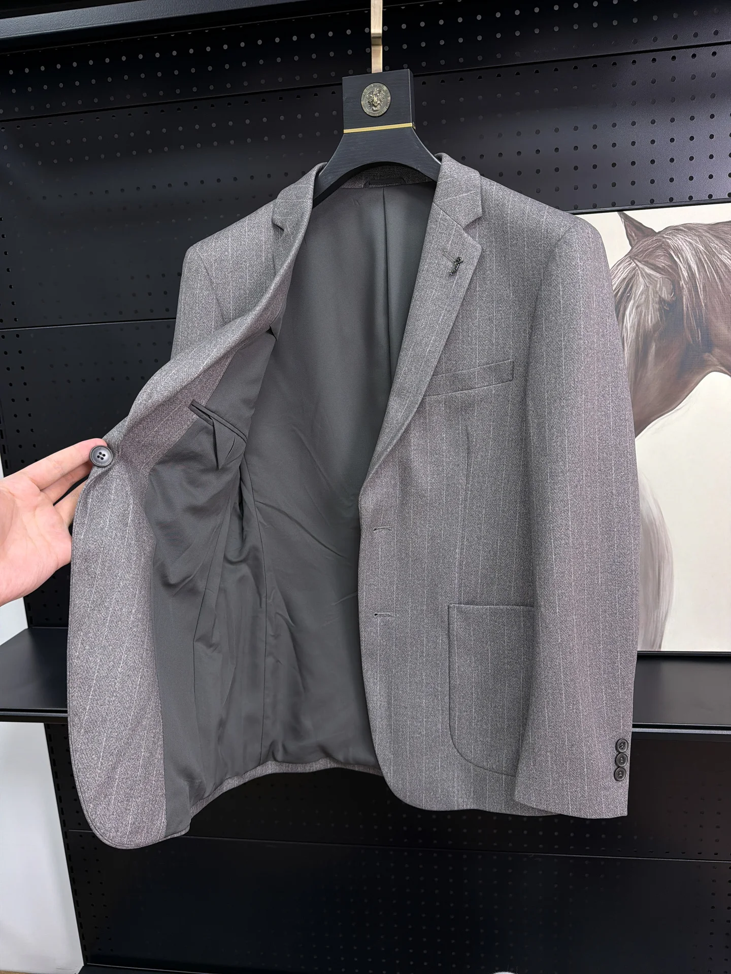H-Home Men's Business Suit Autumn Winter Thickened Flat Collar Commuter Versatile Woolen Texture Casual Suit Jacket