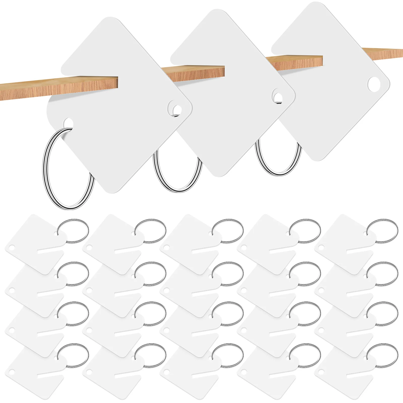 

60pcs Acrylic Keychain Blank Tags Key Tags Plastic Practical Versatile Bulk Diy Keychain Tag Lightweight Robust Clothing Labels