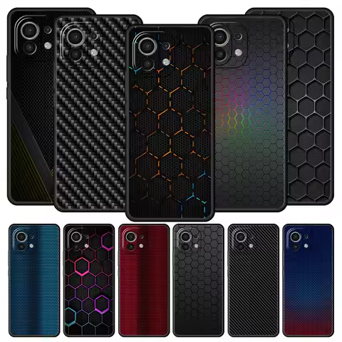 Phone Case For Xiaomi 13 12 11 Lite 12T 11T 10T 9T Mi Poco M4 M3 X4 X3 Pro F4 F3 GT 5G Cover Black Silicone Shell Carbon Fiber