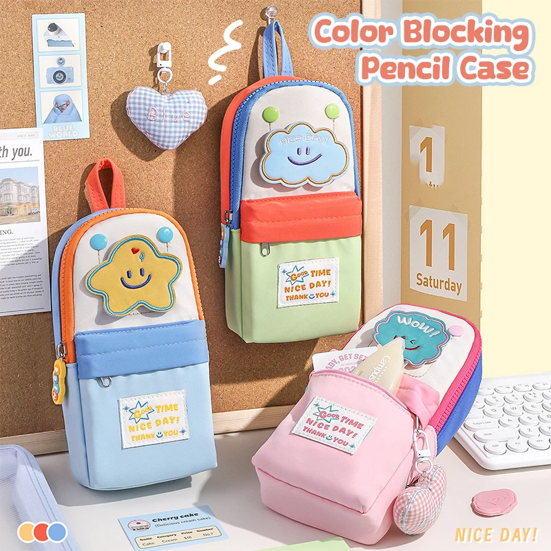 Block shaped pencil case capacity pencil case suitable for small star backpacks, high color, cute appearance level