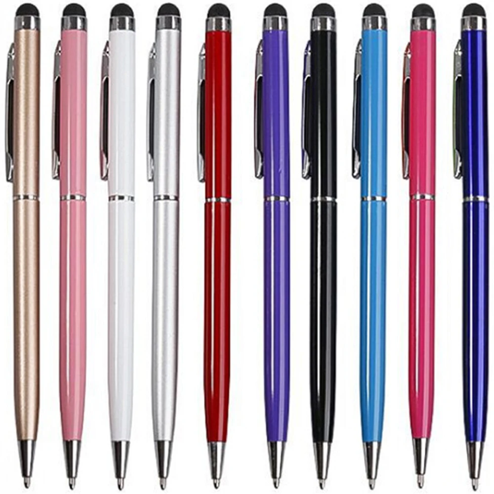 2 Pcs 2 in 1 Universal Stylus Pen Ball Pen Drawing Tablet Capacitive Screen Touch Pen for Mobile Phone Apple iPad Pencil