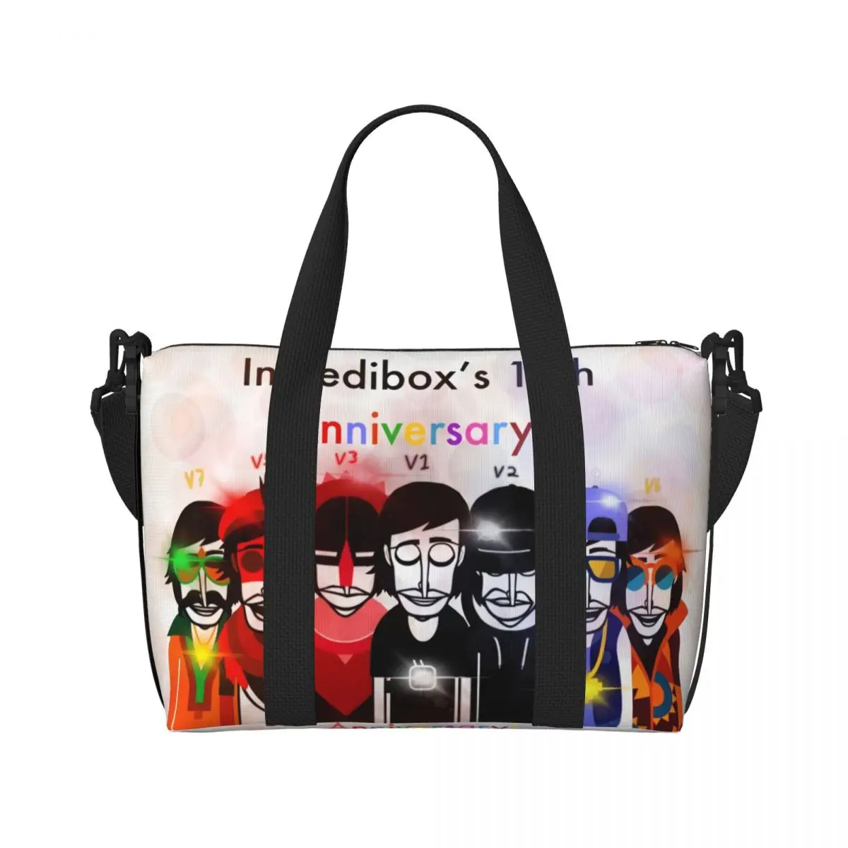 Custom Large Incredibox Music Video Game Tote Bag Women Shoulder Shopping Gym Beach Travel Bag