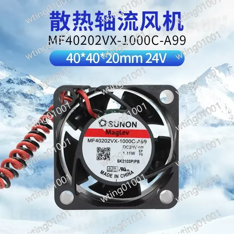 for MF40202VX-1000C-A99 SUNON High Performance 40x40x20mm DC 24V Cooling Blower 1.11W Inverter Compatible Quiet Operation