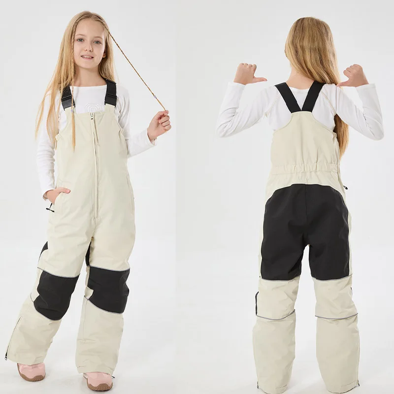 2026 New Solid Kid Skiing Pants Windproof Breathable Waterproof Loose Children Ski Pant Solid Zipper Boy Girl Snowboard Trousers