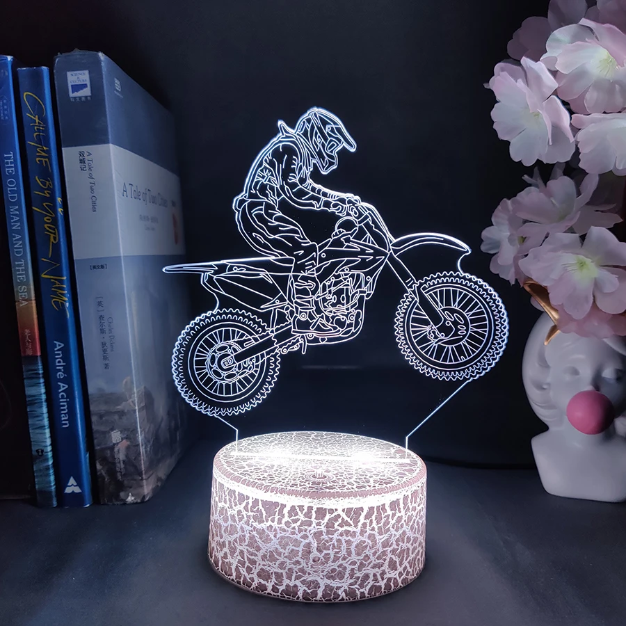 Racing Motorcycle 3D Visualization Led Night Light For Bedroom Dirt Bike Lava Lamp Children\'s Room Decor Boyfriend Birthday Gift