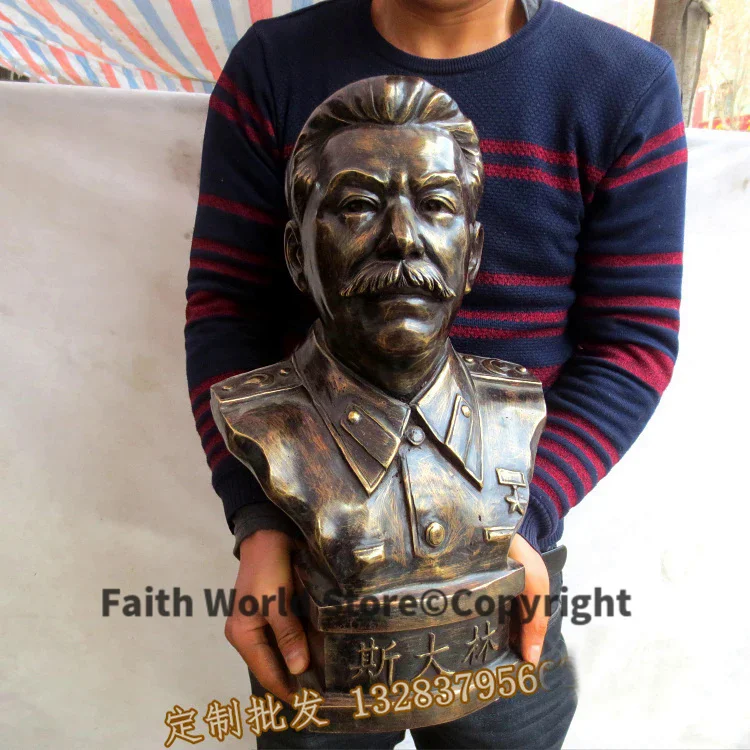 48CM Large -TOP Moscow ART Collection -World War II Russia Great leader Stalin Joseph Vissarionovich Retro bronze statue