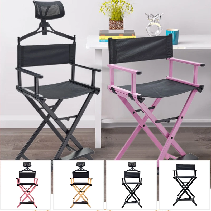 Sedia per truccatori portatile pieghevole personalizzata in alluminio di alta qualità con poggiatesta staccabile