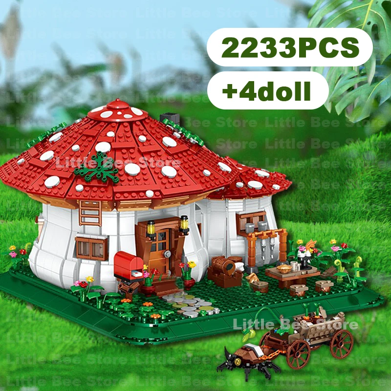 

2233PCS Fairy Tale Mushroom House Building Blocks Village Architecture Micro Mini Assemble Bricks Story Toys Christmas Girl Gift